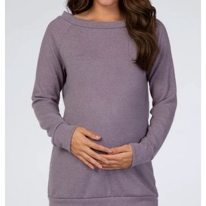 PinkBlush Purple Basic Maternity Sweater